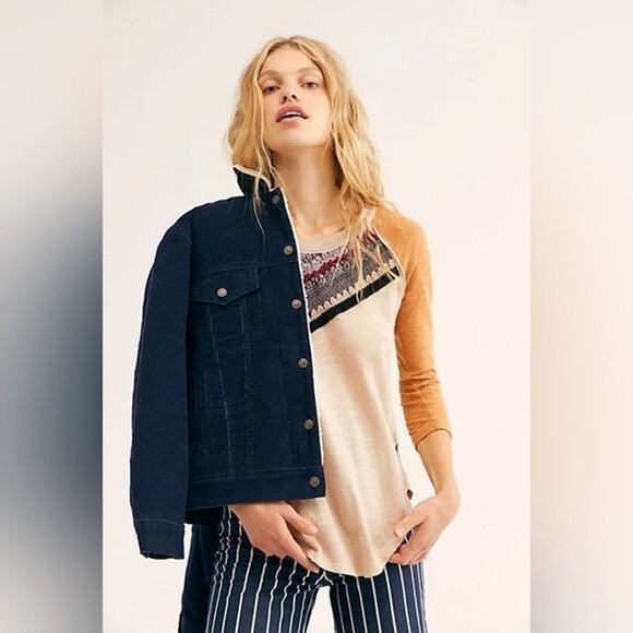 Free People We The Free Spring Bound Crochet Cotton & Linen Blend Baseball Tee - Picture 7 of 16